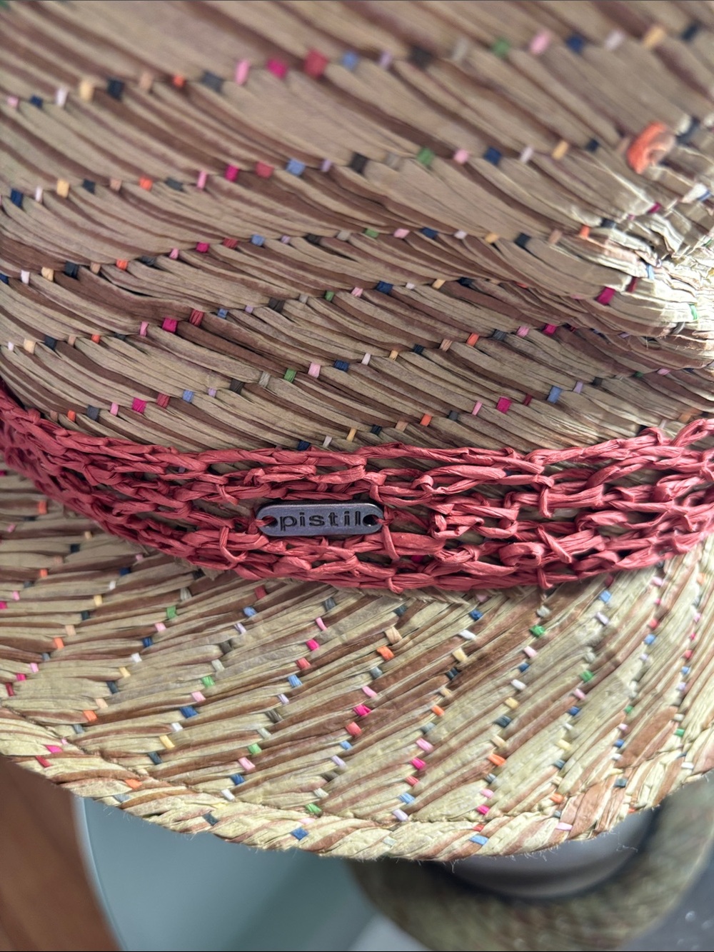 pistil Natural Straw Hat with Multicolor Raffia Threading - Picture 4 of 8